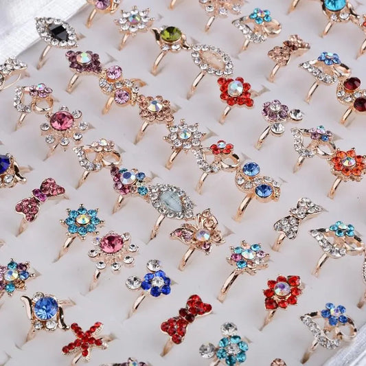 10Pcs Mixed Style Bow Flower Shape Jewelry Lots Colorful Crystal